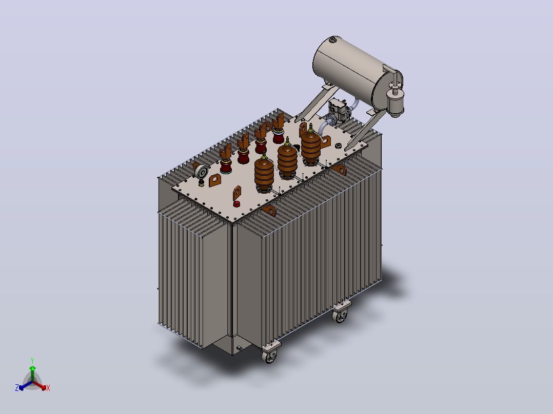 无保温箱的变压器箱3D数模图纸 Solidworks设计正等轴测图