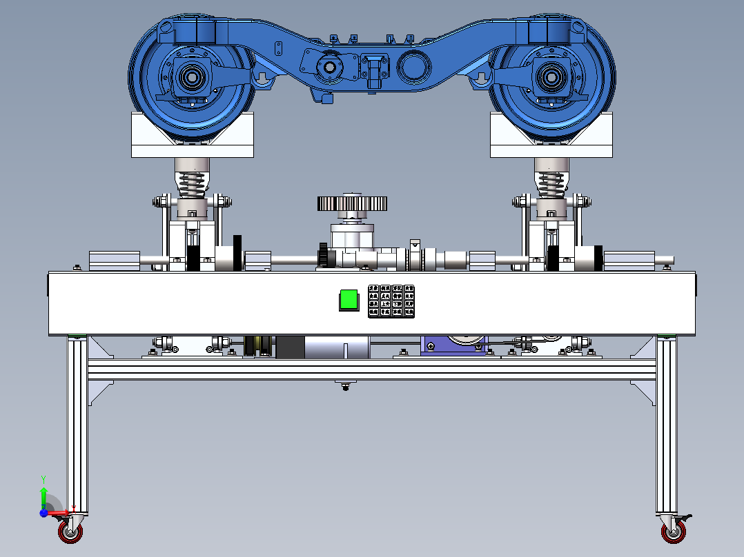动车组转向架模型动态展示台sw14可编辑前视图