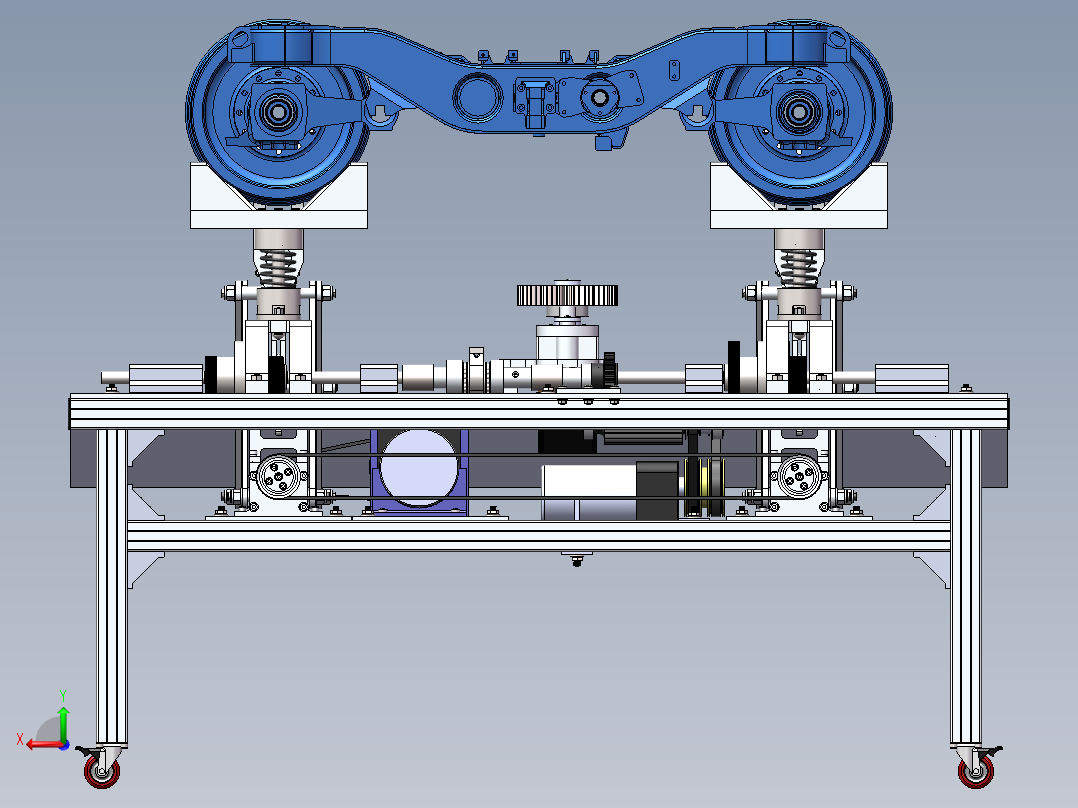 动车组转向架模型动态展示台sw14可编辑后视图