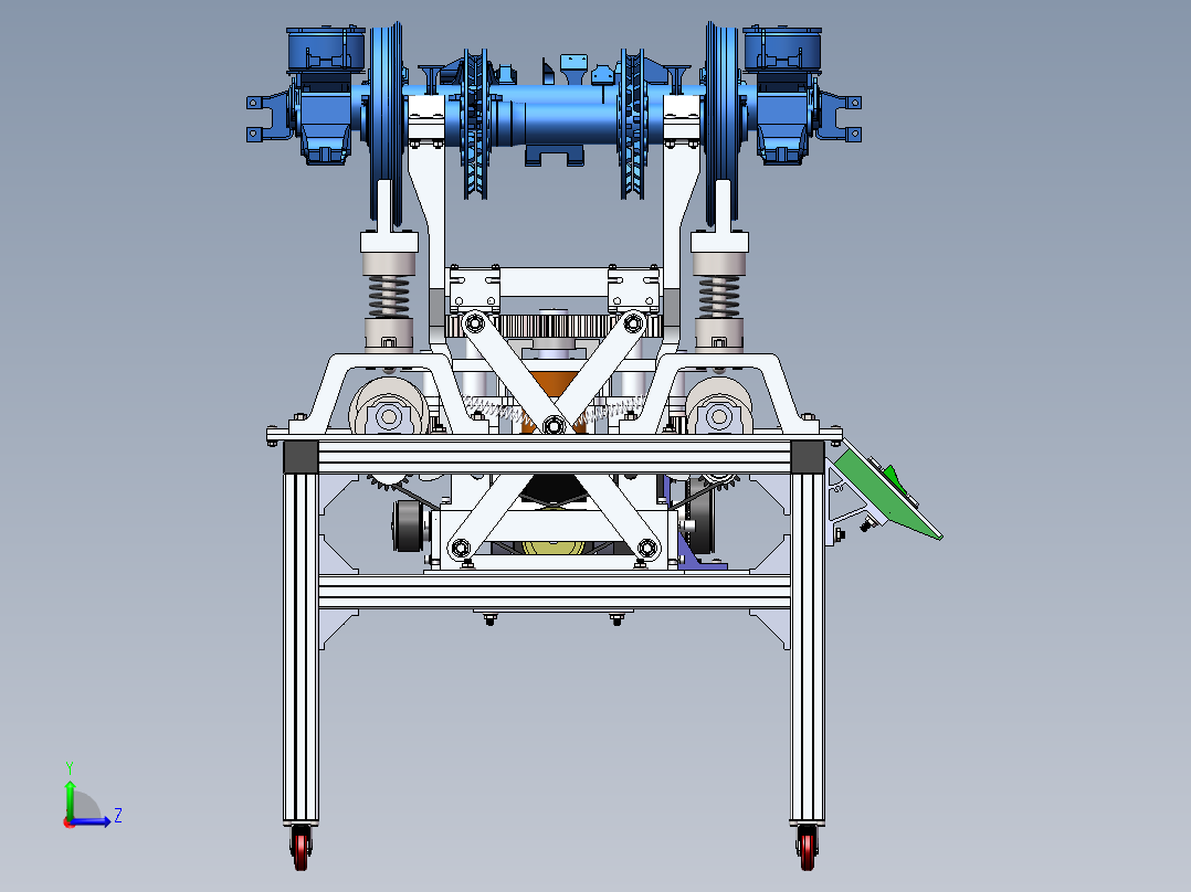 动车组转向架模型动态展示台sw14可编辑左视图