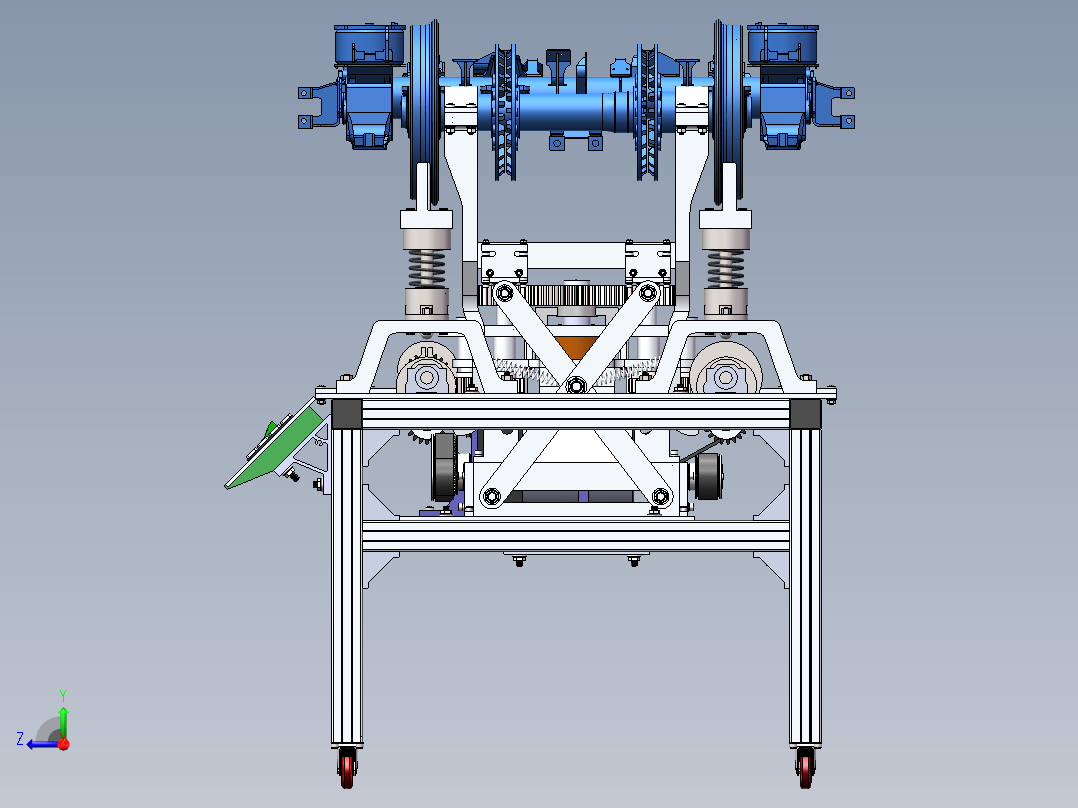动车组转向架模型动态展示台sw14可编辑右视图