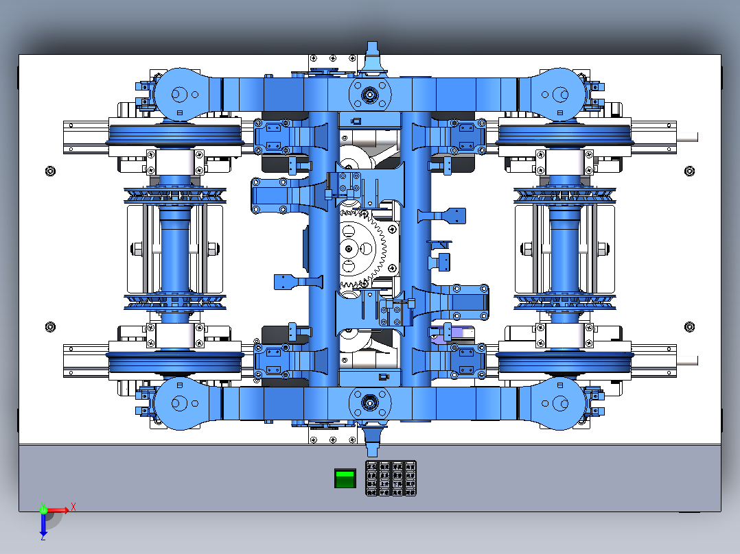 动车组转向架模型动态展示台sw14可编辑俯视图