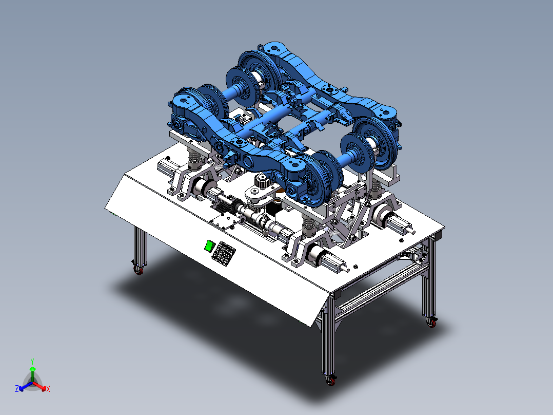 动车组转向架模型动态展示台sw14可编辑正等轴测图
