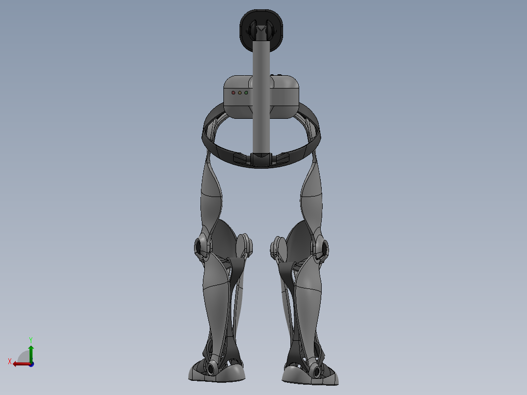 B 外骨骼 跳跃外骨骼 单兵辅助骨骼 机械设计 3D建模图纸jumping-exoskeleton后视图