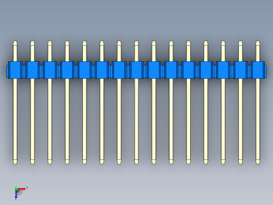 彩色公头100mil（2.54mm）系列-DS1021_blue_2x15p_100mil_Type5_rev1.0俯视图