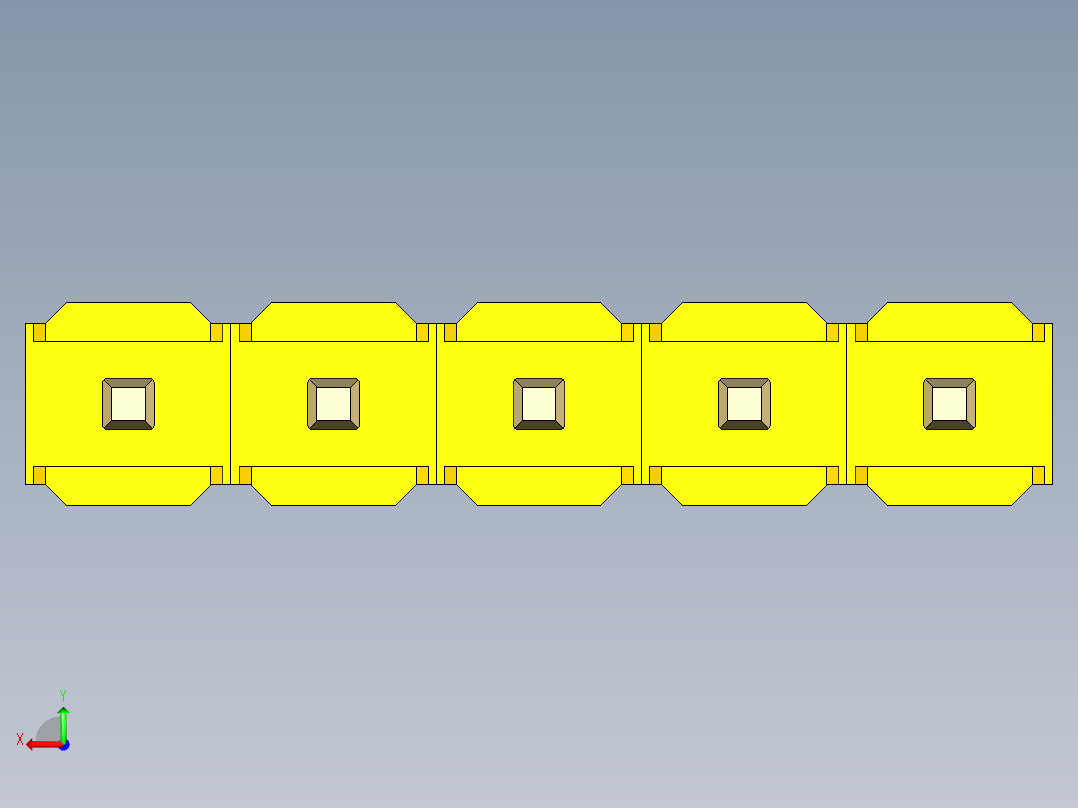 彩色公头100mil（2.54mm）系列-DS1021_yellow_1x05p_100mil_Type19_rev1.0后视图