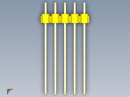 彩色公头100mil（2.54mm）系列-DS1021_yellow_1x05p_100mil_Type19_rev1.0俯视缩略图