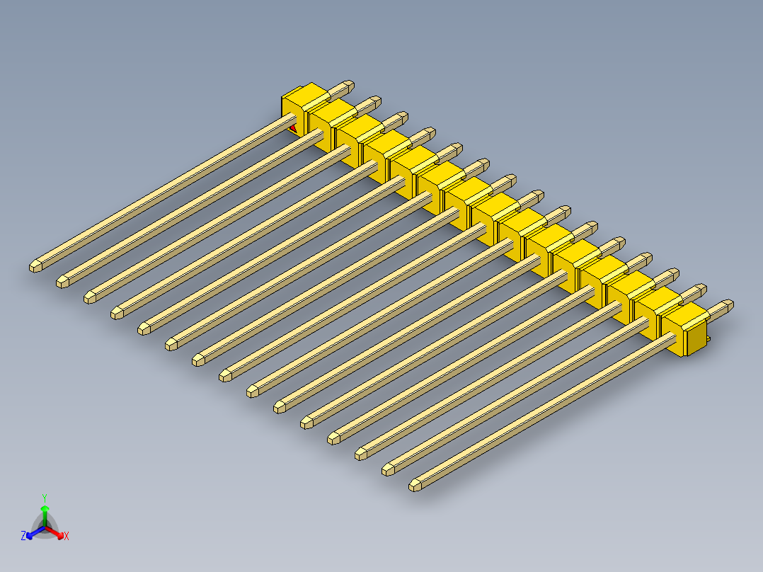 彩色公头100mil（2.54mm）系列-DS1021_yellow_1x15p_100mil_Type43_rev1.0主视图