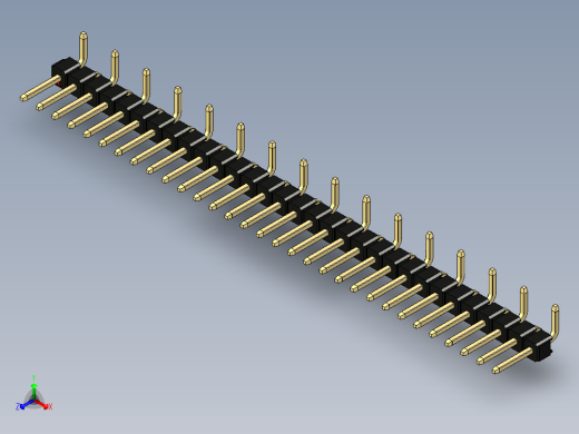 彩色公排针 100mil 2.54mm 系列-DS1022_black_31p_100mil_Type_SMT_R1_rev1.0正等轴测缩略图