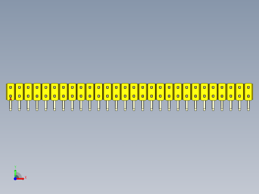 彩色公排针 100mil 2.54mm 系列-DS1022_yellow_2x28p_100mil_TypeD_rev1.0前视缩略图