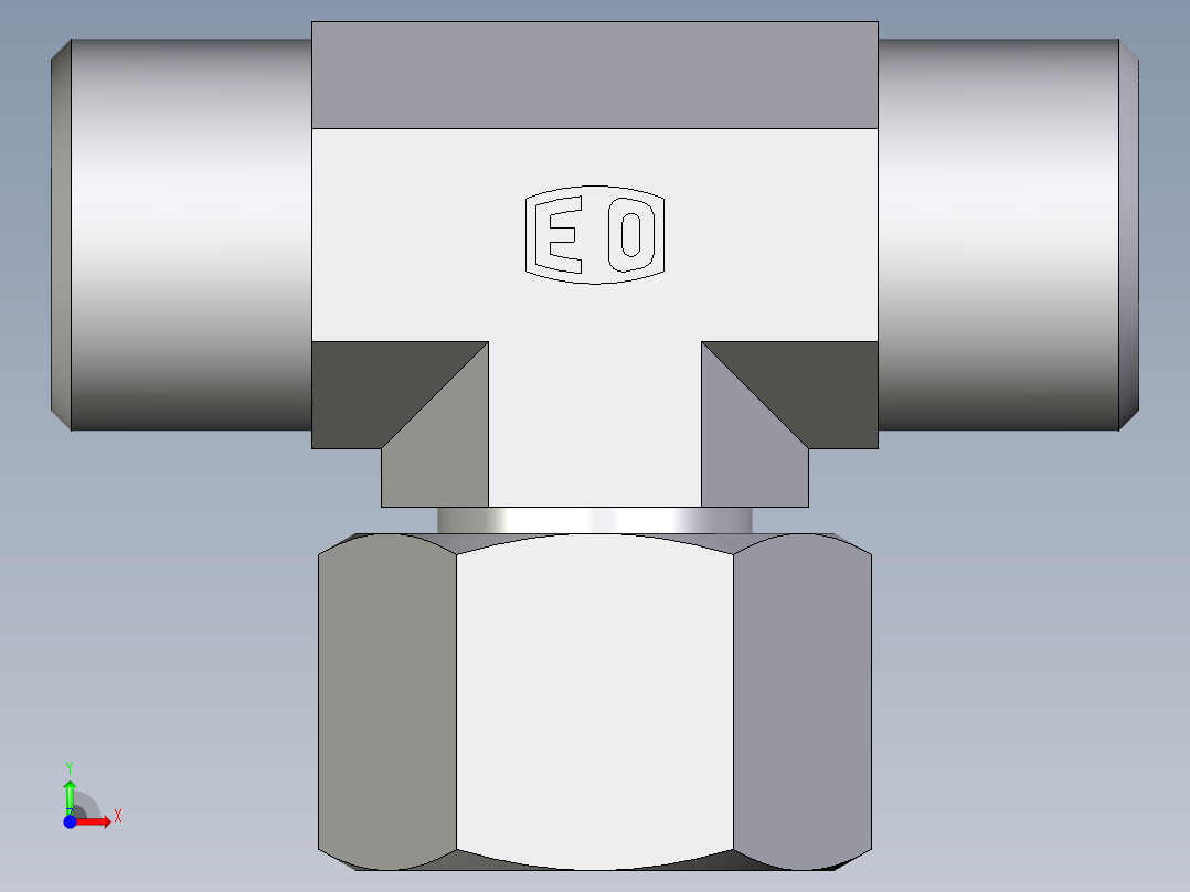 卡套式工业通用硬管接头EO_Swivel_nut_branch_tee_ET10SOMDCF前视图