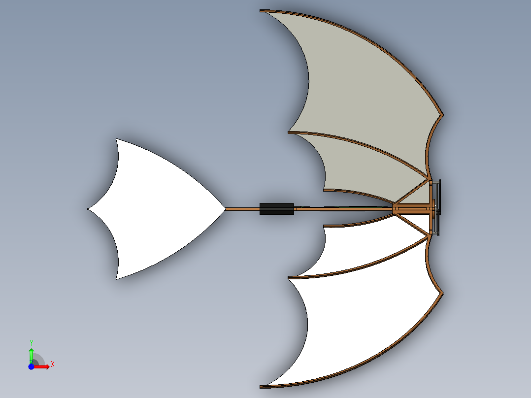 扑翼机线条结构3D图纸 STEP前视图