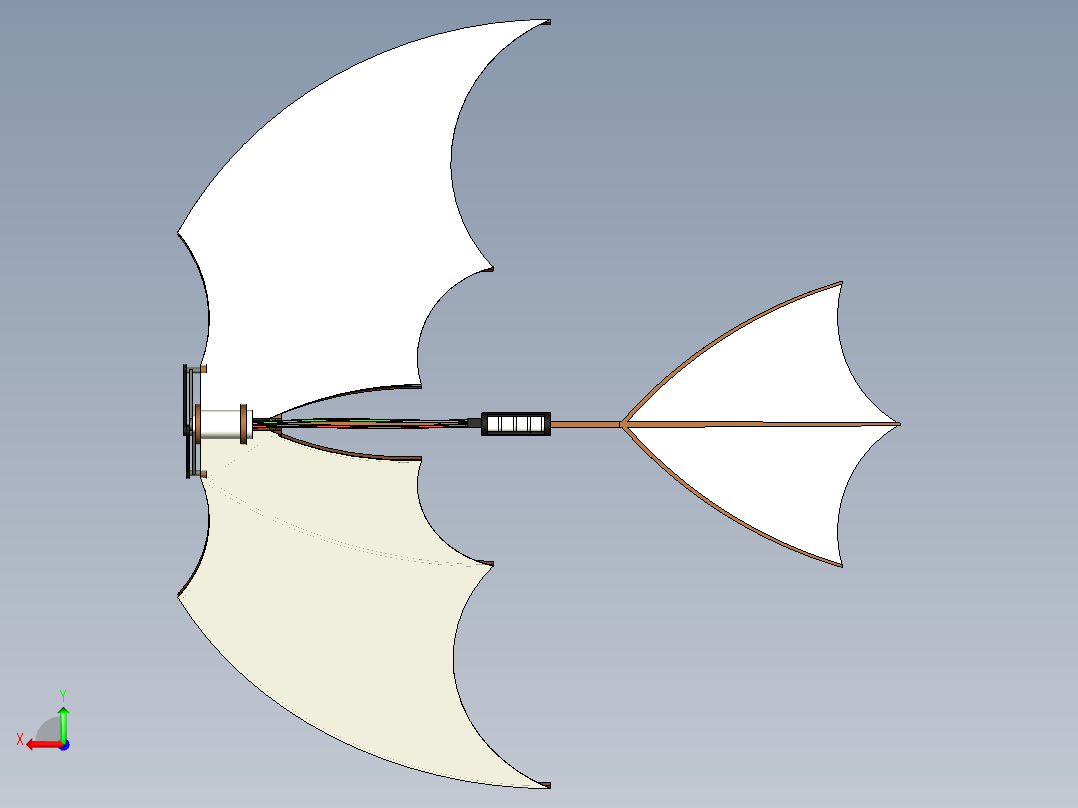 扑翼机线条结构3D图纸 STEP后视图