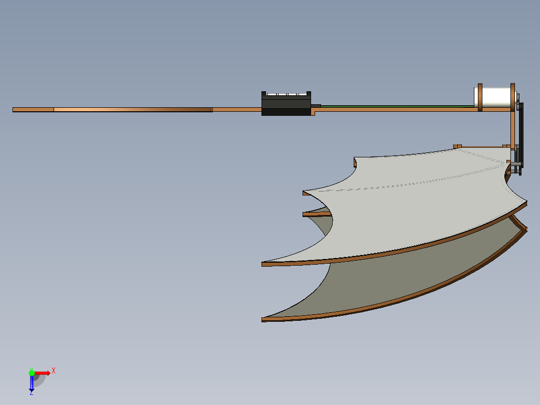 扑翼机线条结构3D图纸 STEP俯视图
