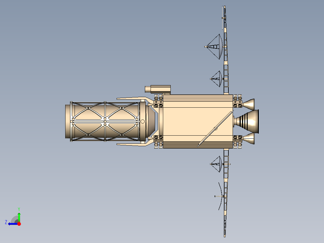 GPS定位卫星三维模型右视图