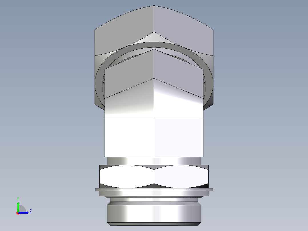 卡套式工业通用硬管接头EO_Adjustable_locknut_45_deg_elbow_VEE42LRCF左视图