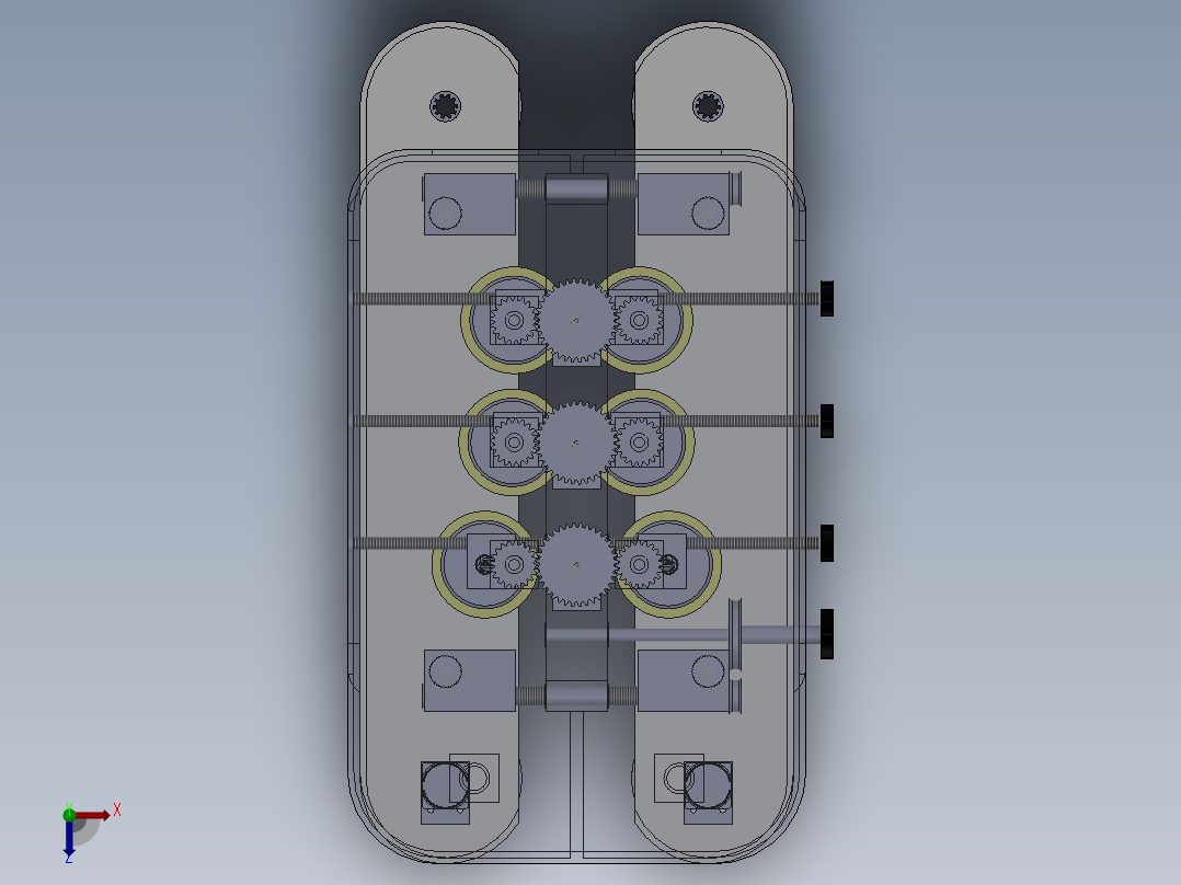 瓶盖拧紧机构俯视图