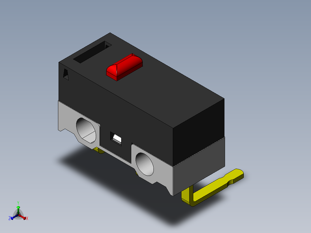 欧姆龙超小型 D2F 系列开关正等轴测图