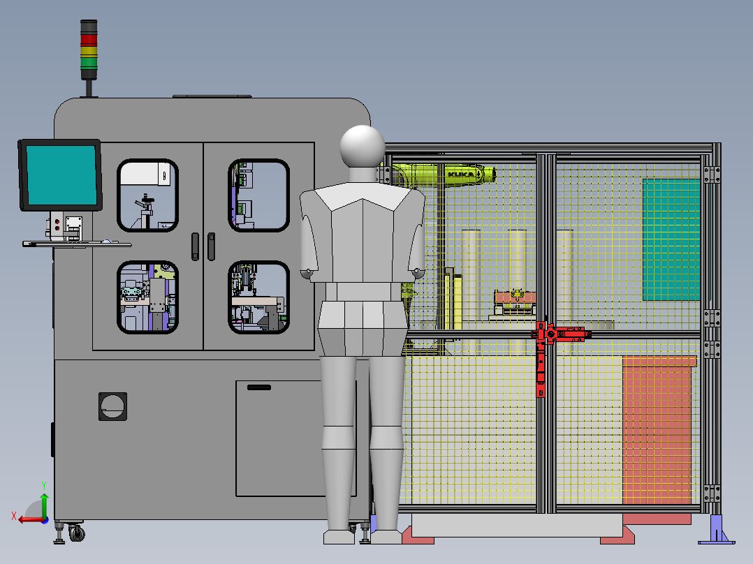 塑胶件成型机自动上下料（sw20可编辑+工程图）后视图