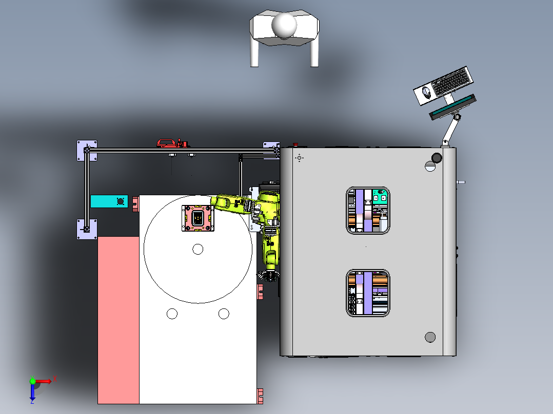 塑胶件成型机自动上下料（sw20可编辑+工程图）俯视图