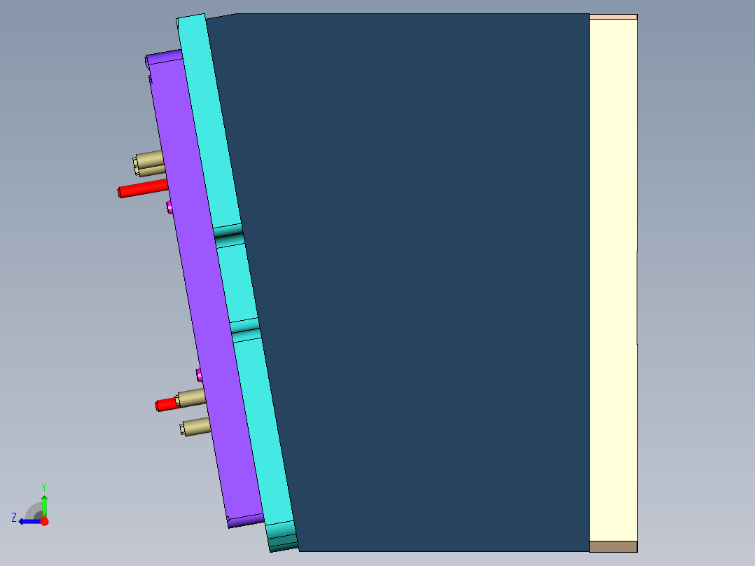 屏幕金属外壳铣外形侧壁CNC编程程序模型右视图
