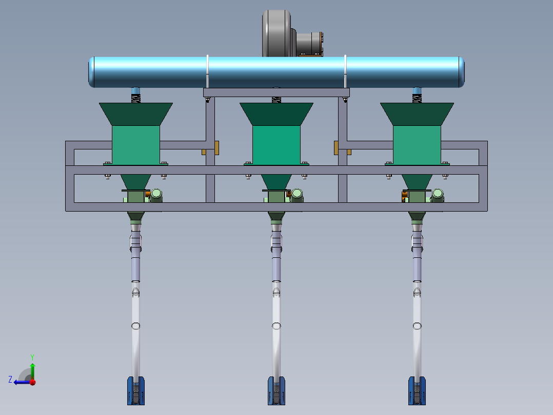 气力式深施追肥机右视图