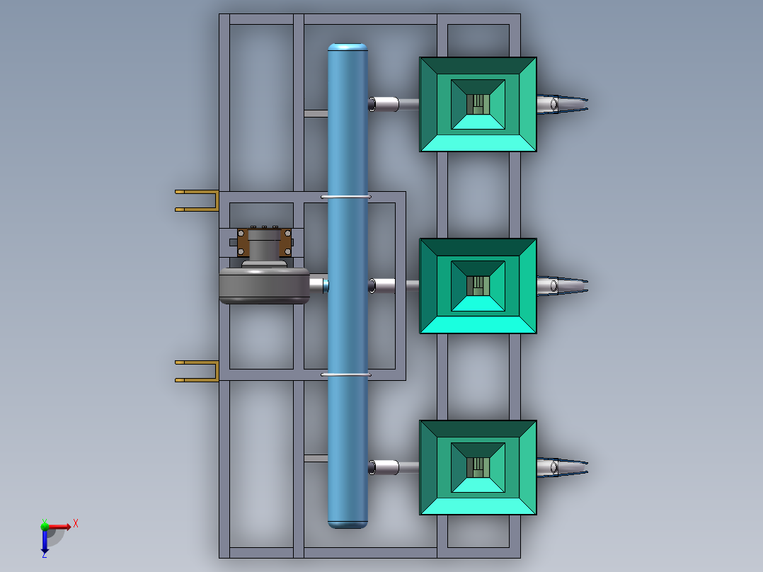 气力式深施追肥机俯视图