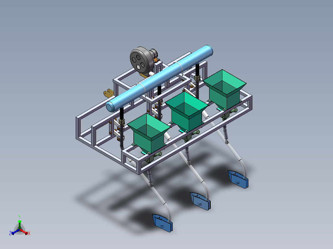 气力式深施追肥机正等轴测图