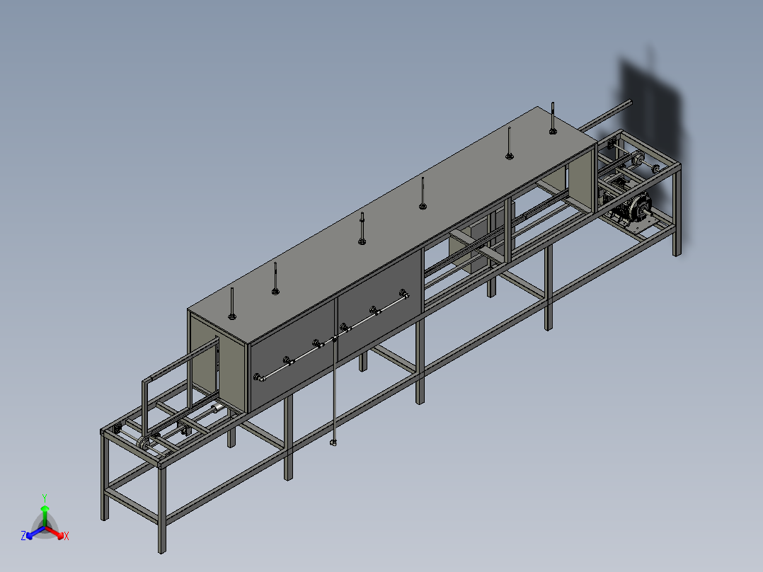 传送带链条自动清洗机正等轴测图