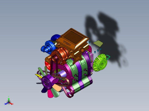 转子取代活塞的往复式内燃机正等轴测缩略图