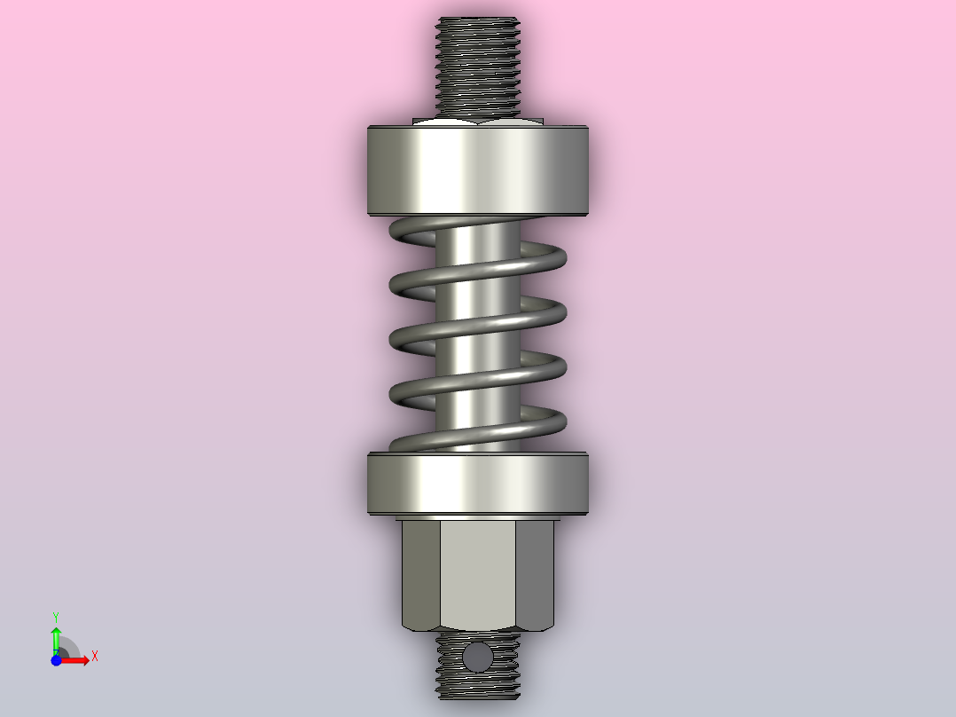 缓冲器 d80mm，带螺旋弹簧，行程为 45mm前视图