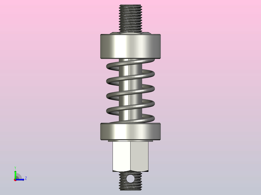 缓冲器 d80mm，带螺旋弹簧，行程为 45mm左视图