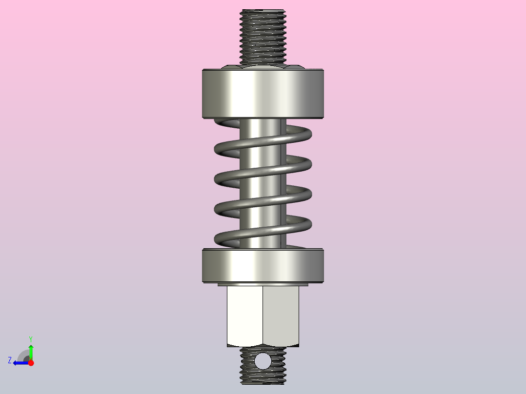 缓冲器 d80mm，带螺旋弹簧，行程为 45mm右视图