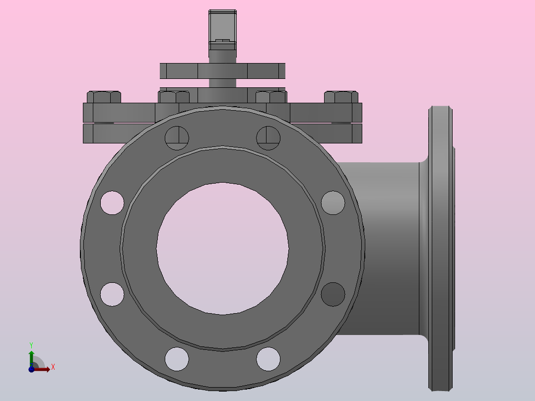 三通球阀[1.5-DN100三通球阀（3-way Ball Value）]前视图