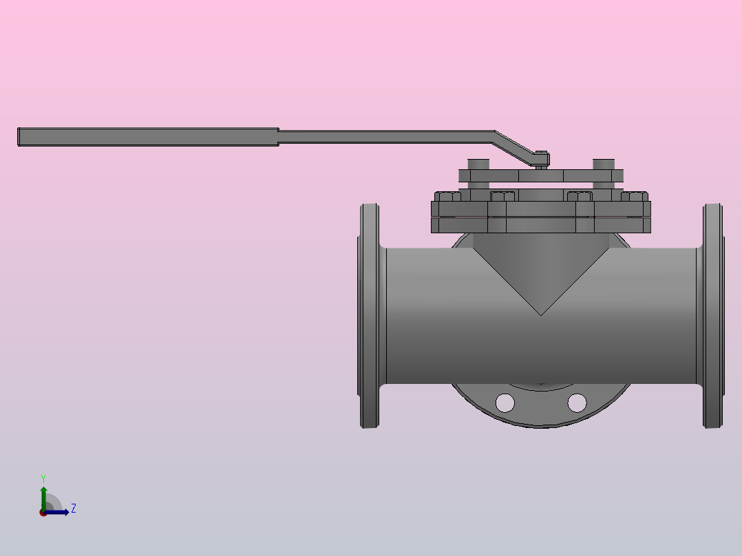 三通球阀[1.5-DN100三通球阀（3-way Ball Value）]左视图
