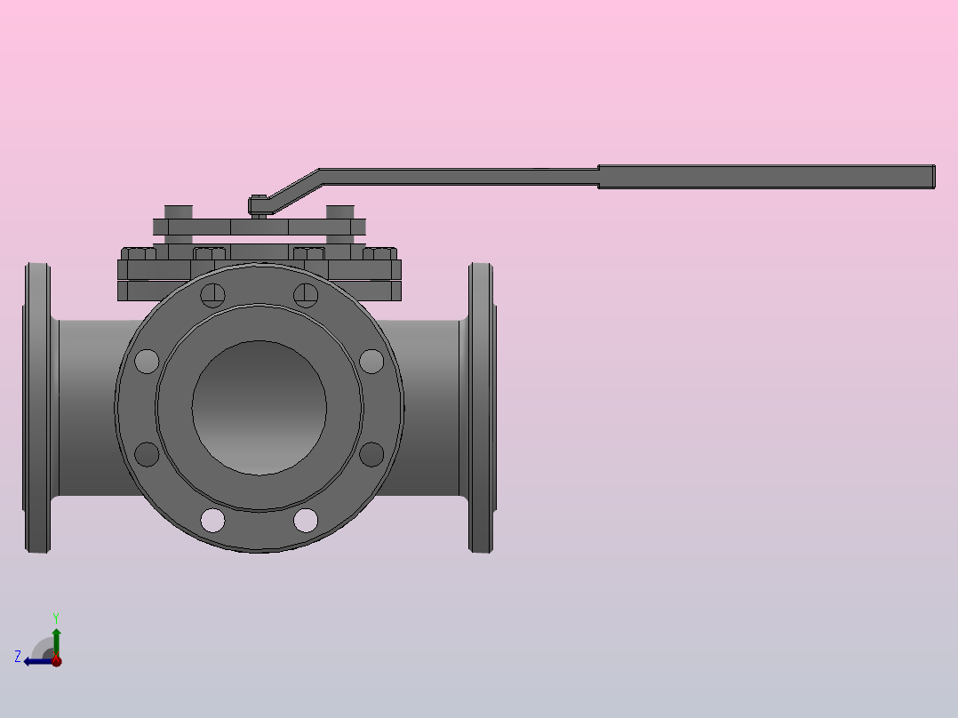 三通球阀[1.5-DN100三通球阀（3-way Ball Value）]右视图