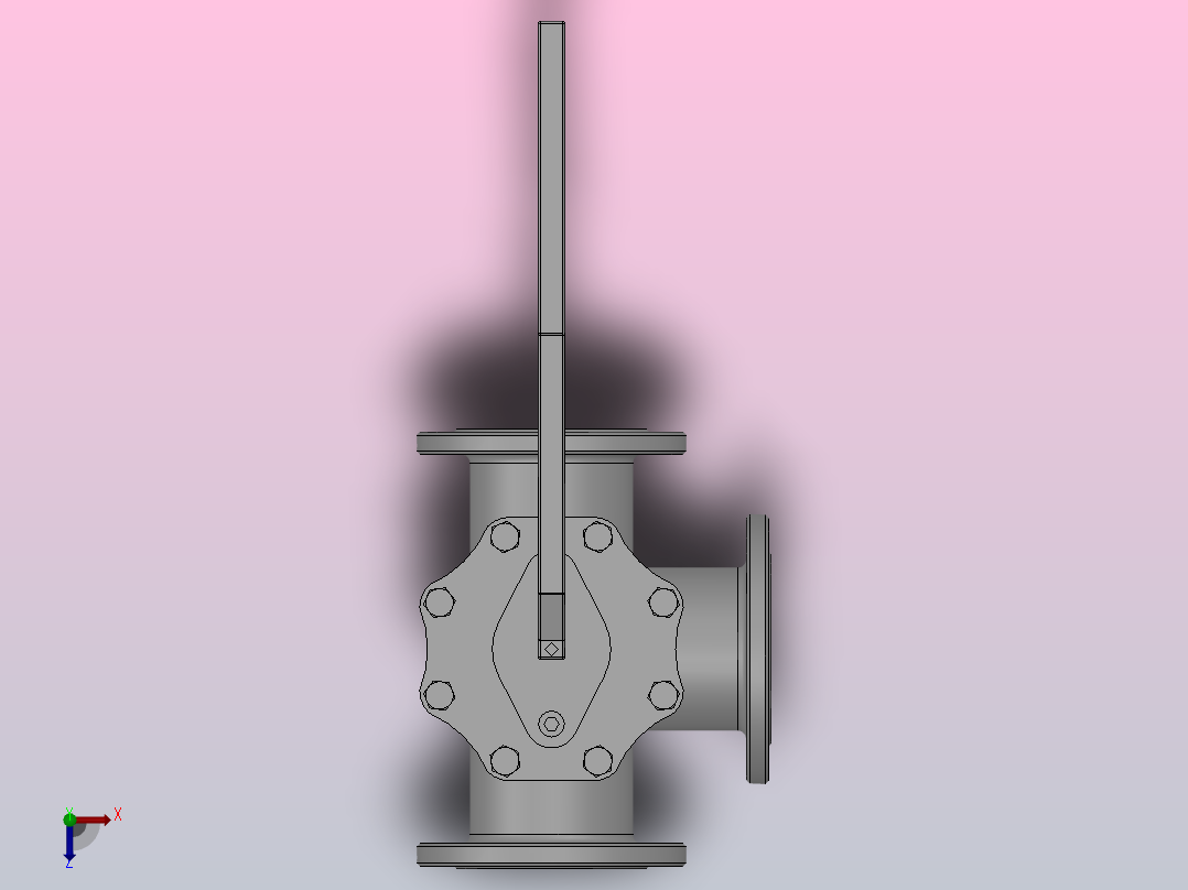 三通球阀[1.5-DN100三通球阀（3-way Ball Value）]俯视图