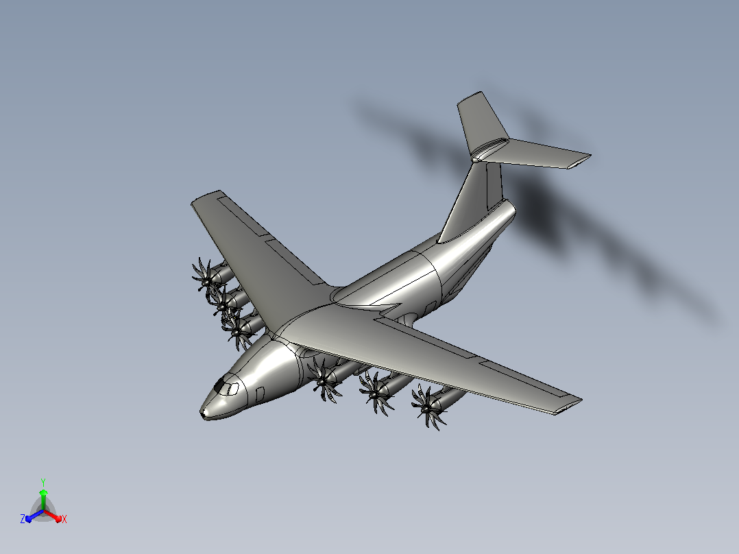A 480 L大飞机造型3D图纸 STEP格式后视图