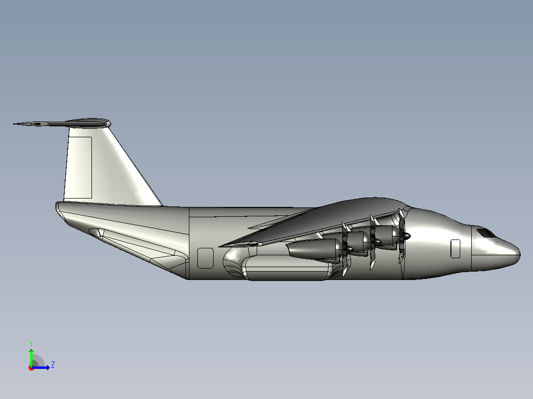 A 480 L大飞机造型3D图纸 STEP格式左视图