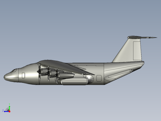 A 480 L大飞机造型3D图纸 STEP格式右视缩略图