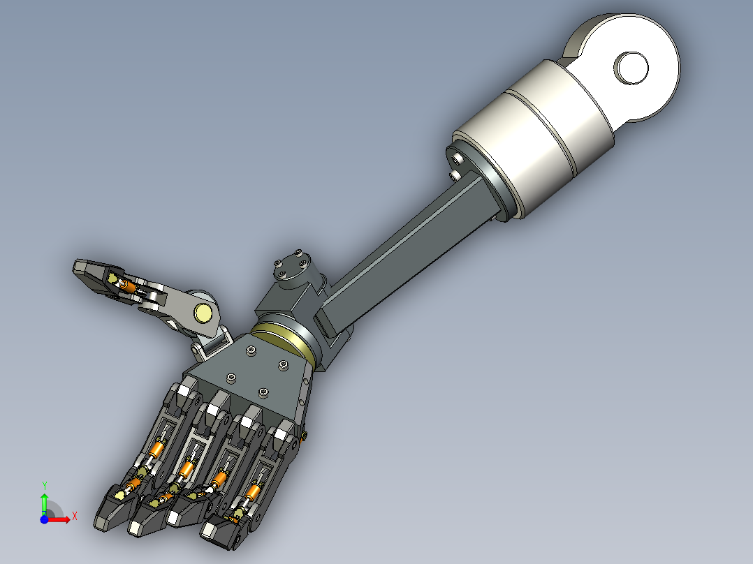 Update Hand机械手臂手掌模型3D图纸 STP格式前视图