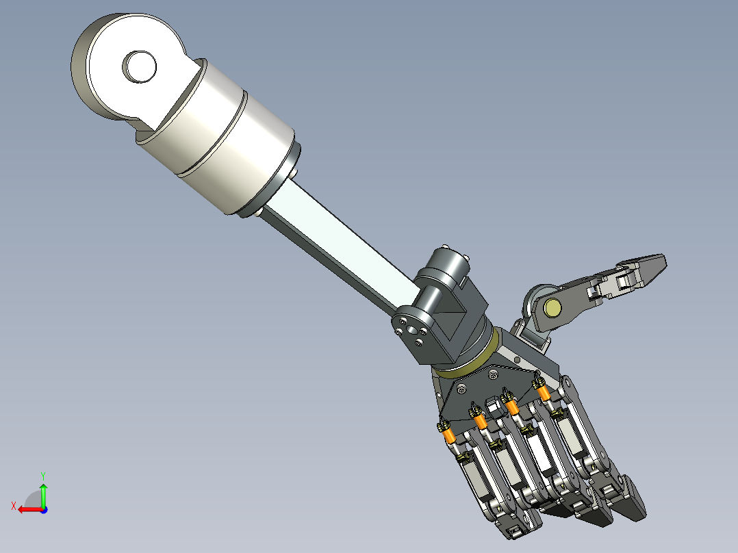 Update Hand机械手臂手掌模型3D图纸 STP格式后视图