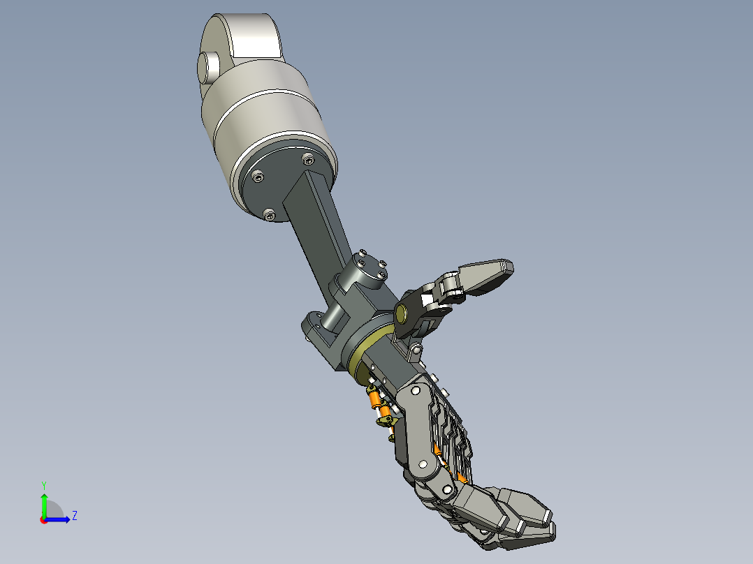 Update Hand机械手臂手掌模型3D图纸 STP格式左视图