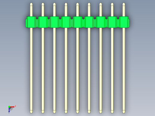 彩色公头100mil（2.54mm）系列-DS1021_green_2x09p_100mil_Type19_rev1.0俯视缩略图
