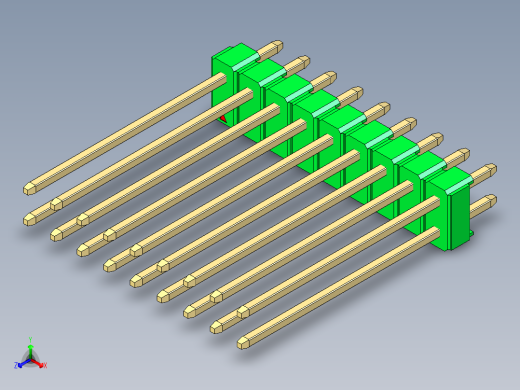 彩色公头100mil（2.54mm）系列-DS1021_green_2x09p_100mil_Type19_rev1.0正等轴测缩略图