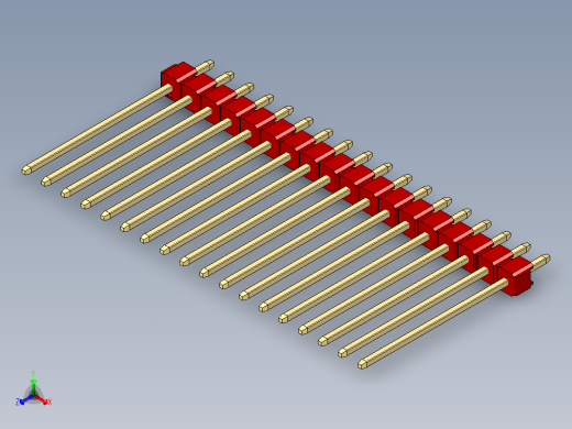 彩色公头100mil（2.54mm）系列-DS1021_red_1x18p_100mil_Type19_rev1.0正等轴测缩略图