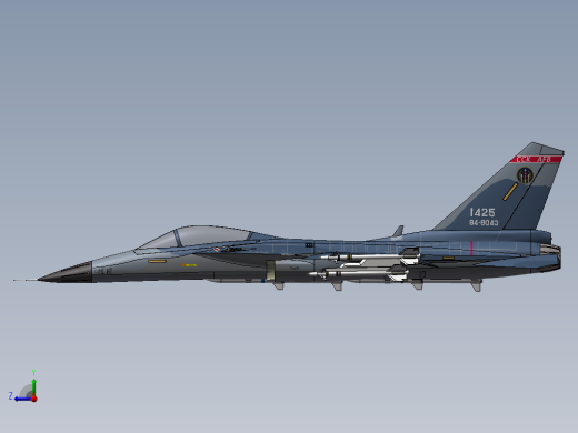 E1123-台湾省空军F-CK-1经国号战斗机三维SW2012带参右视缩略图