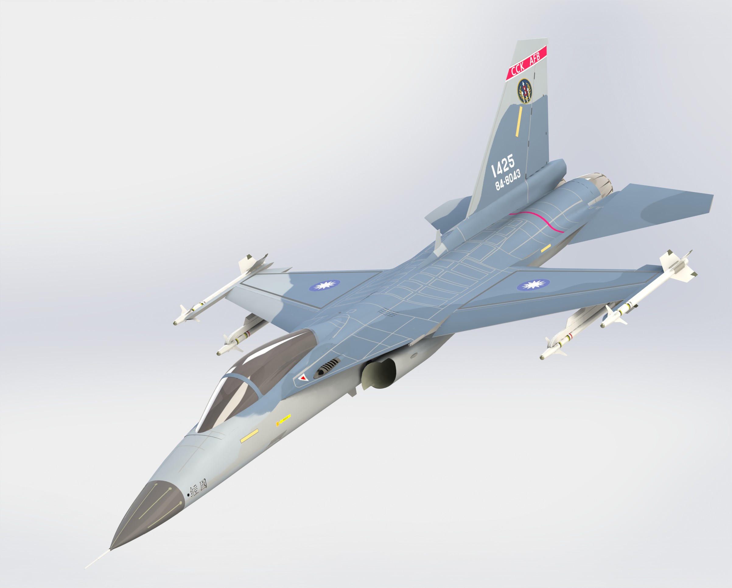 E1123-台湾省空军F-CK-1经国号战斗机三维SW2012带参