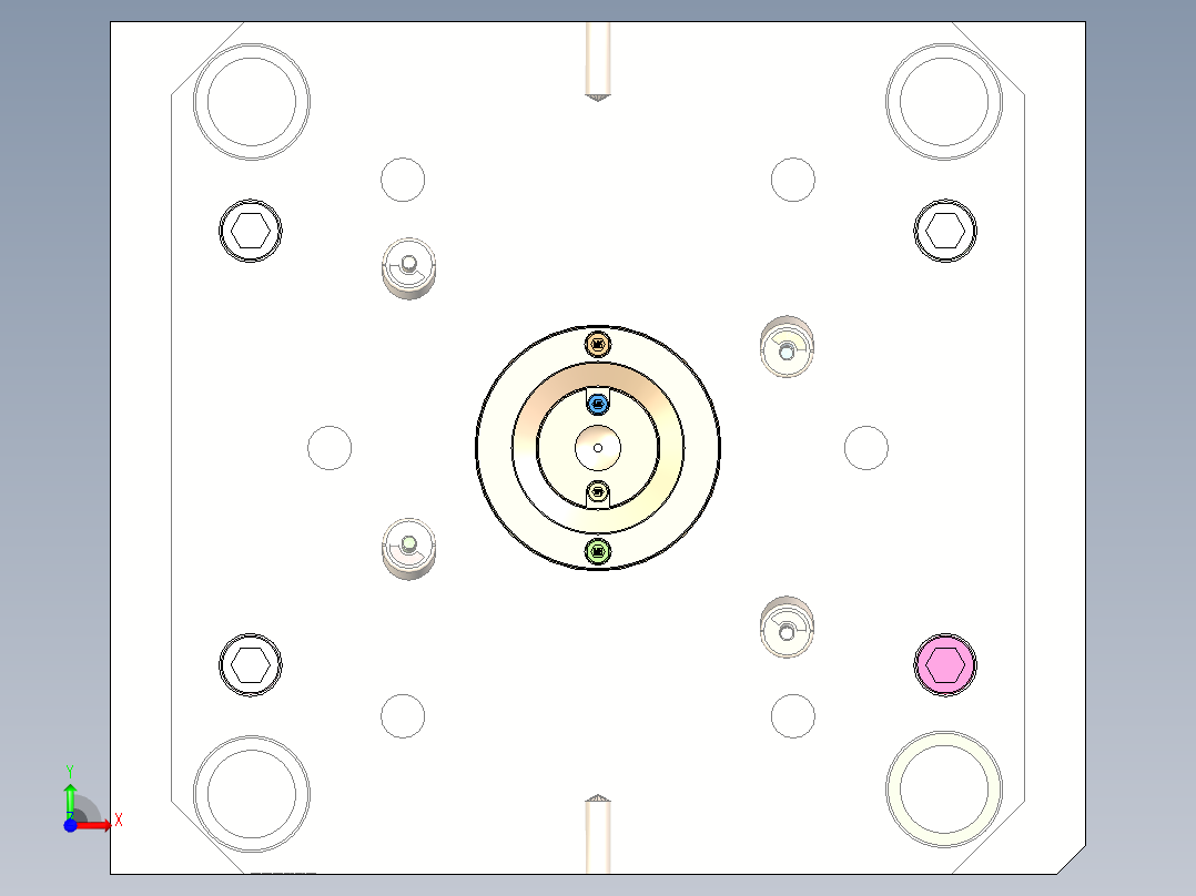底座上盖（前模斜顶）前视图