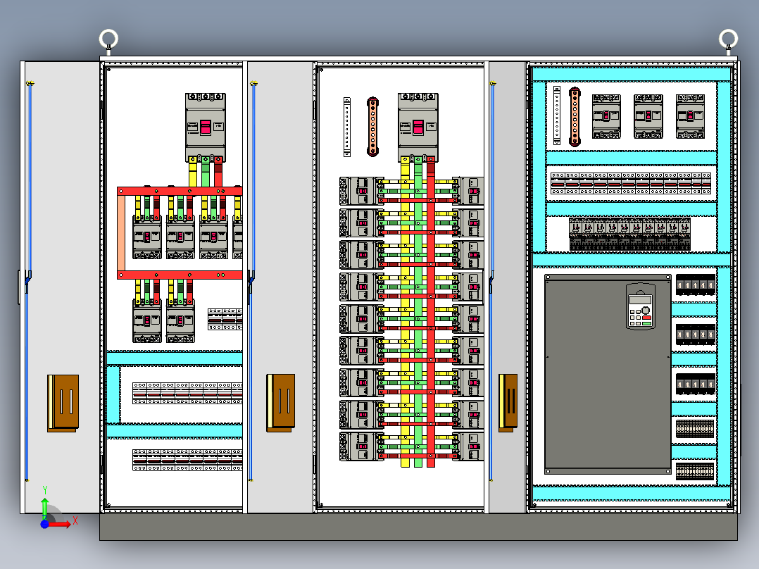 三柜组装630A电源变频器控制柜 55912前视图